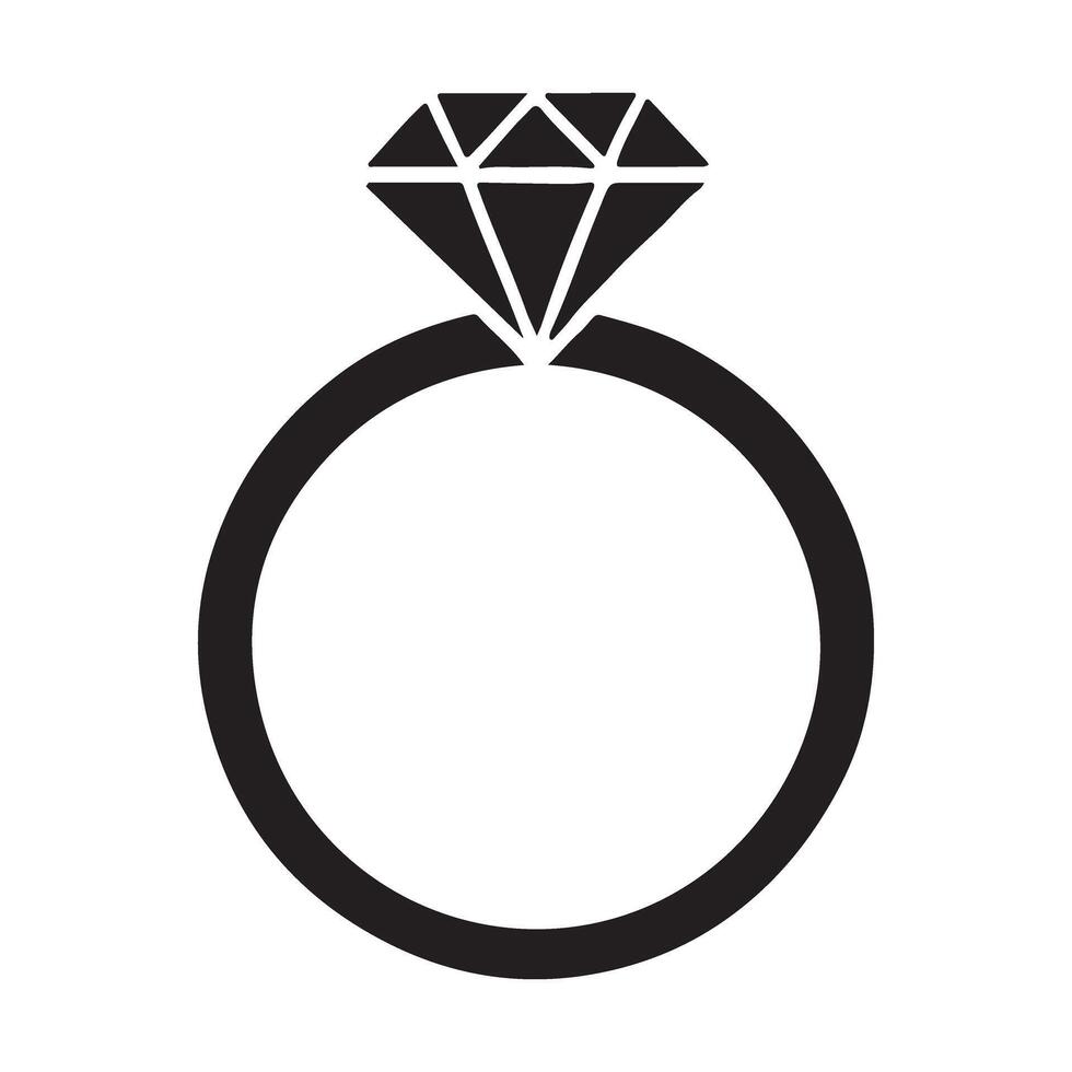 Diamond Ring Silhouette Icon Simple Design vector