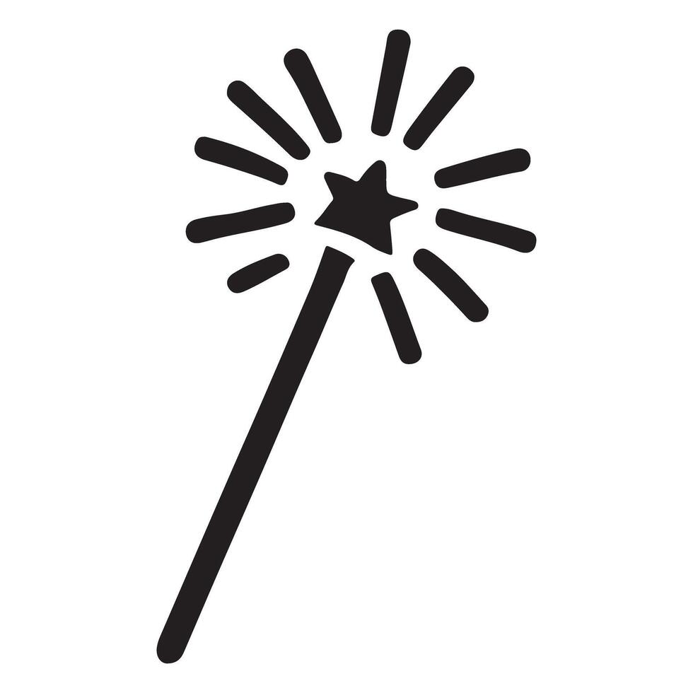 Simple Magic Wand with Star Silhouette Illustration vector