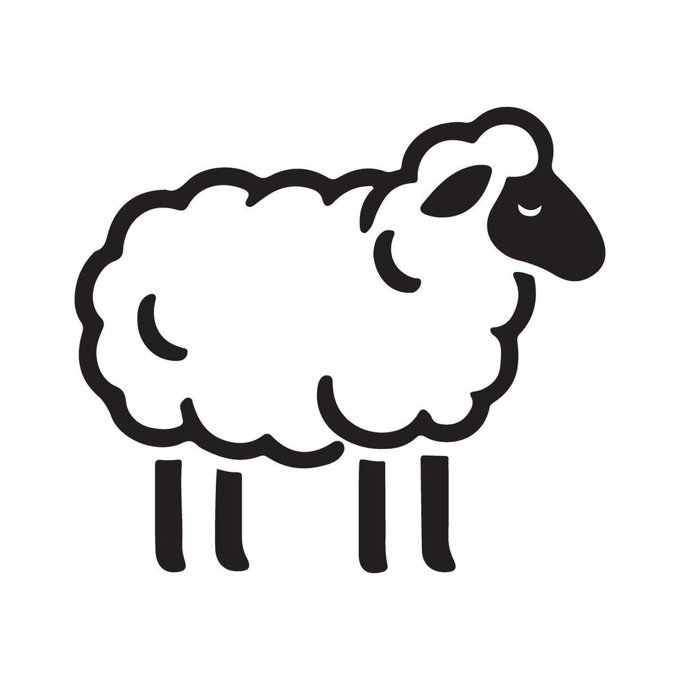 Fluffy Sheep Silhouette Illustration for Peaceful Themes vector