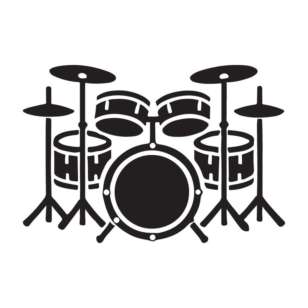 Silhouette Illustration of a Drum Kit vector