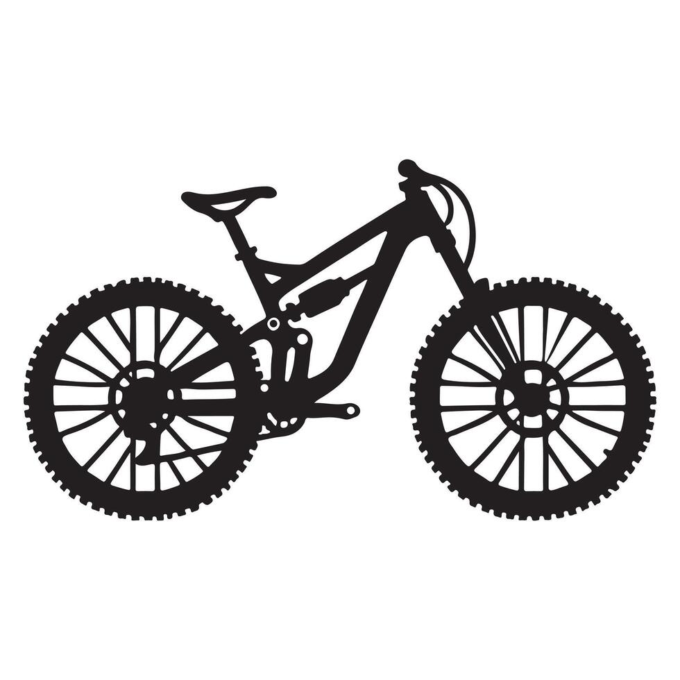 Full Suspension Mountain Bike Silhouette Illustration vector