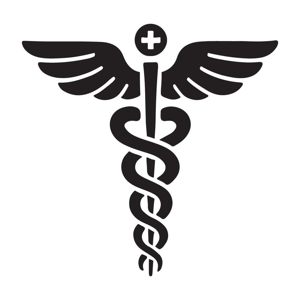 Caduceus Medical Symbol Silhouette Illustration vector