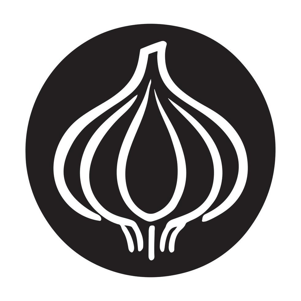 Onion Vegetable Silhouette Icon in Circle vector