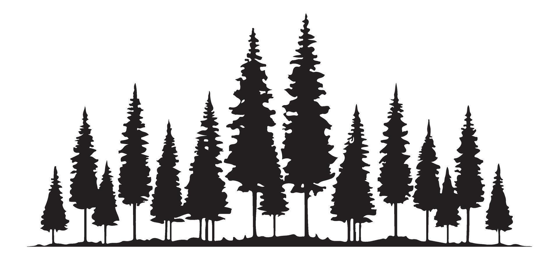 Silhouette of a Row of Pine Trees Illustration for Nature Designs vector