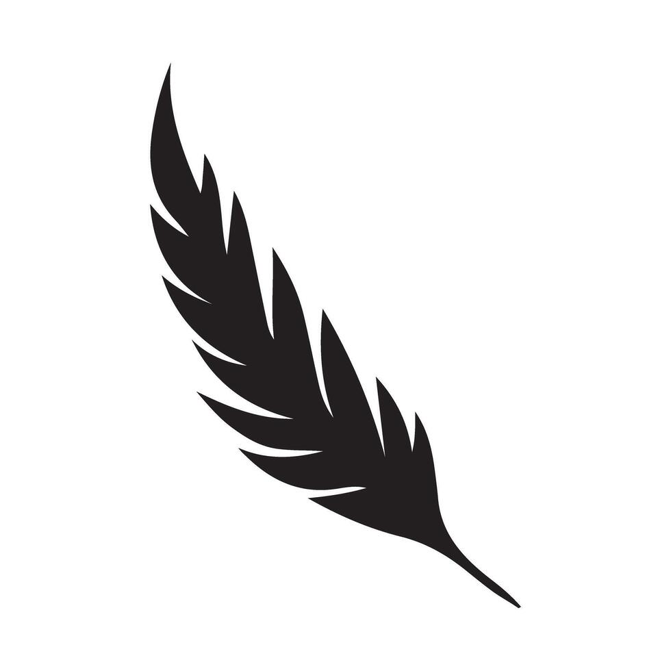 Single Elegant Feather Silhouette vector