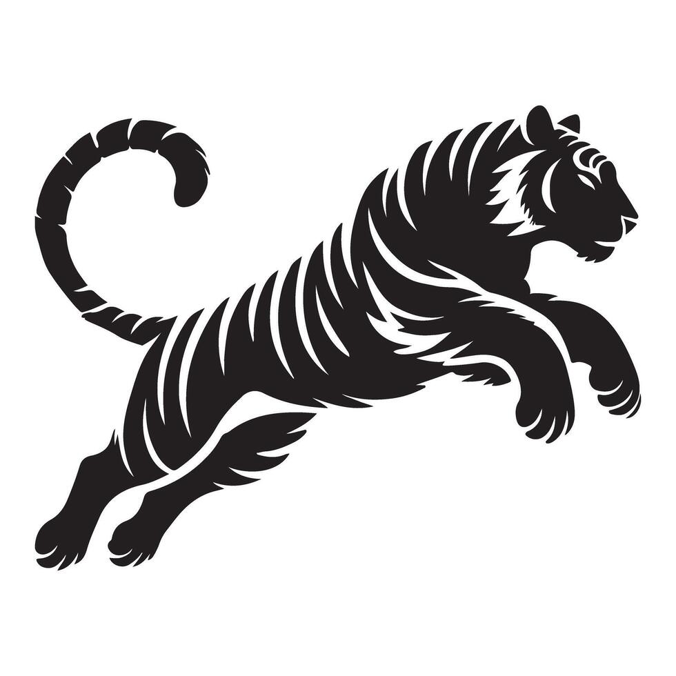 Leaping Tiger Silhouette Illustration a Powerful Design vector
