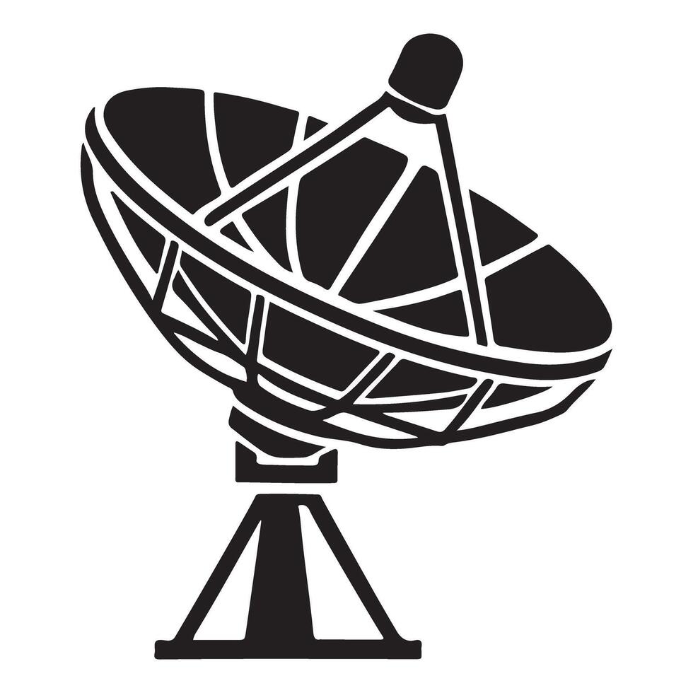 Satellite Dish Silhouette Illustration Communication Technology Icon vector