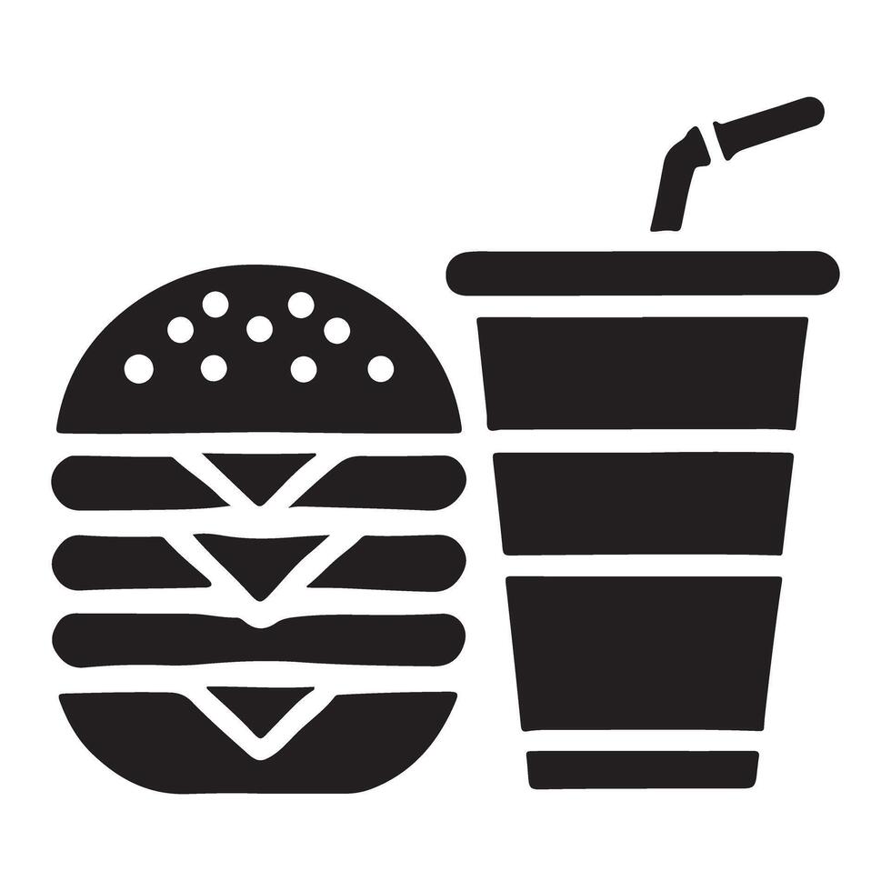 Delicious Burger and Drink Silhouette Illustration vector