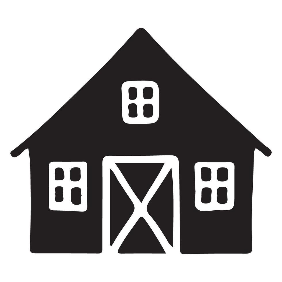 Simple Barn Building Silhouette Illustration vector