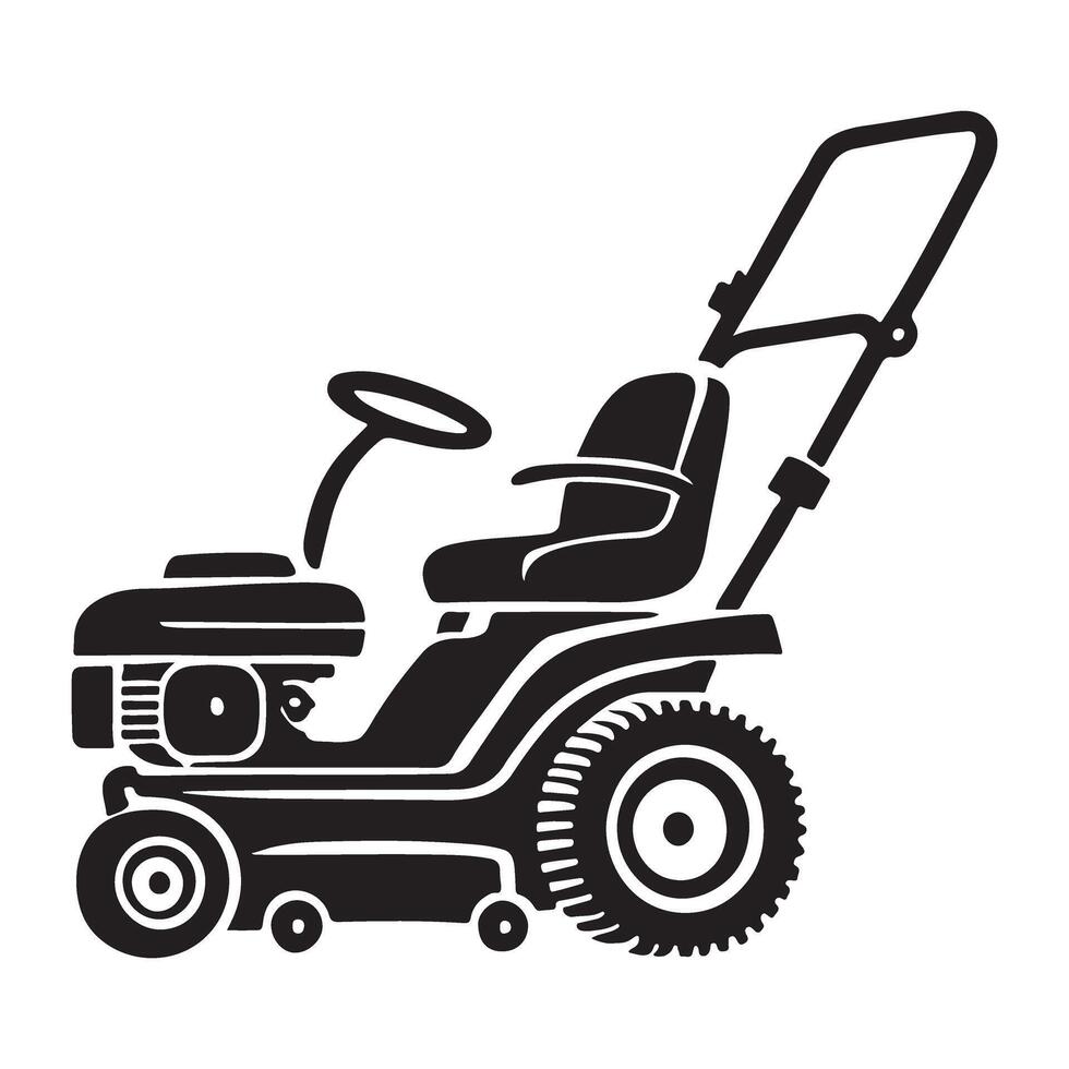 Silhouette Illustration of a Riding Lawn Tractor vector