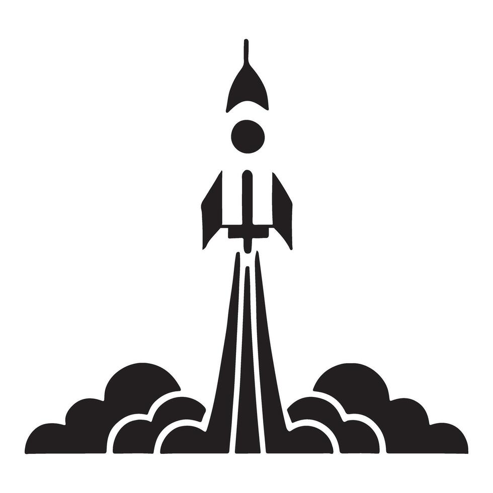 Launching Rocket Silhouette Illustration Design vector