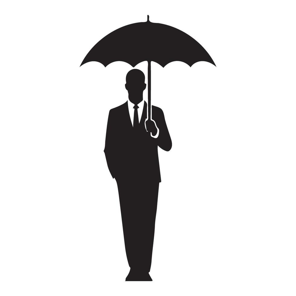 Businessman Silhouette Holding an Umbrella vector