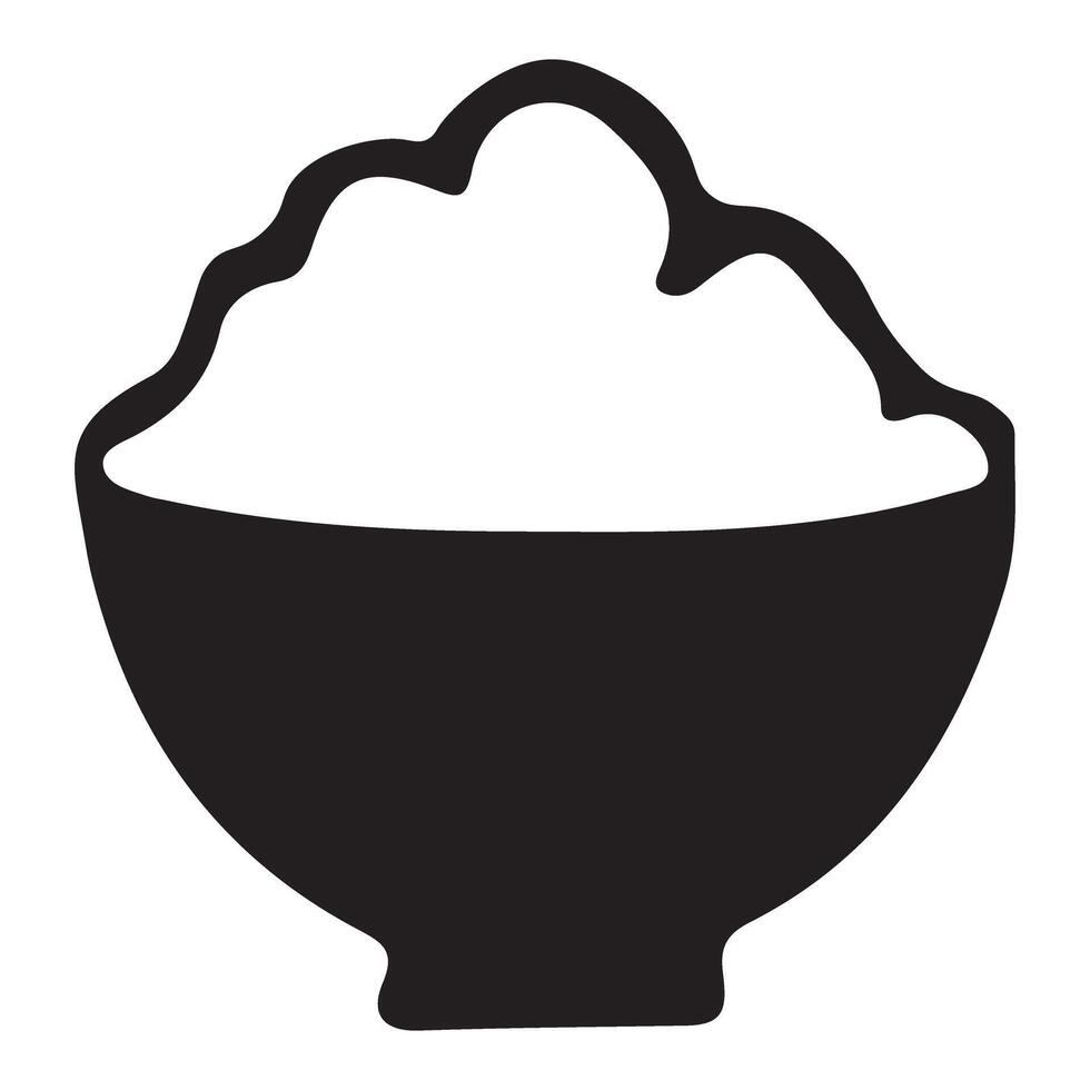 Simple Bowl of Rice Silhouette Illustration for Food Related Designs vector