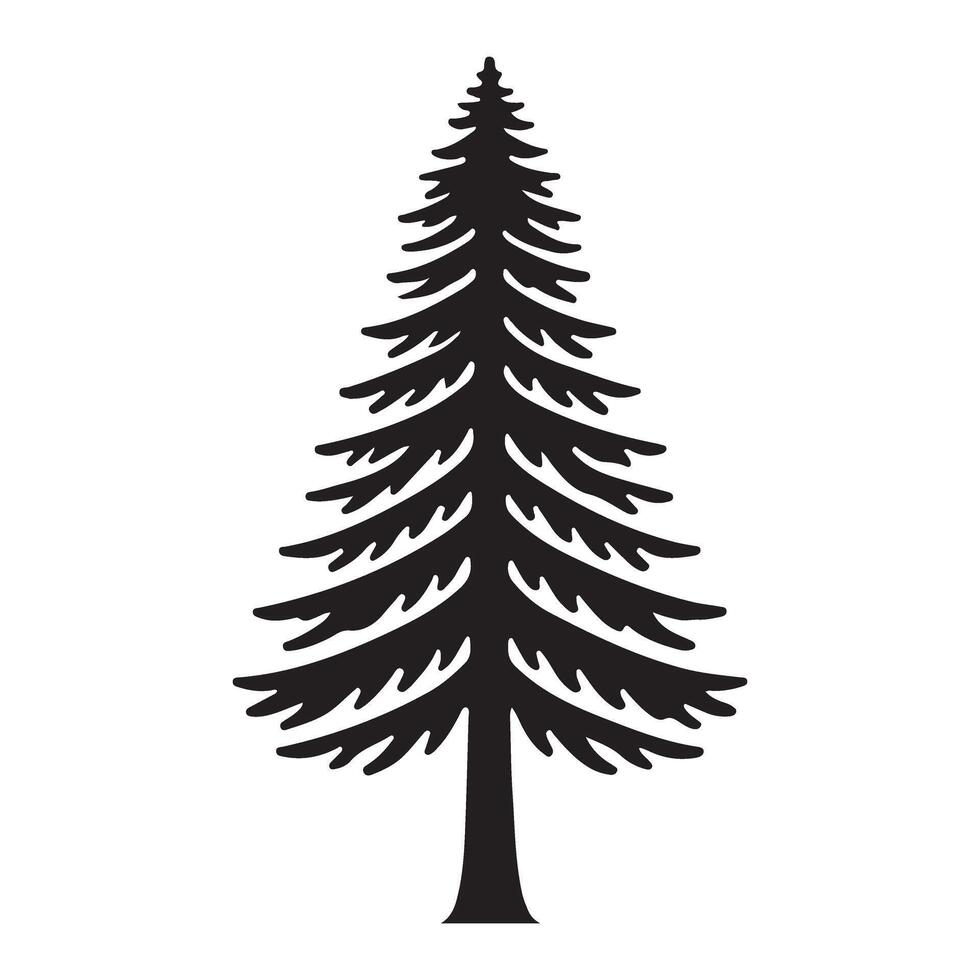 Majestic Evergreen Silhouette Tree Illustration vector