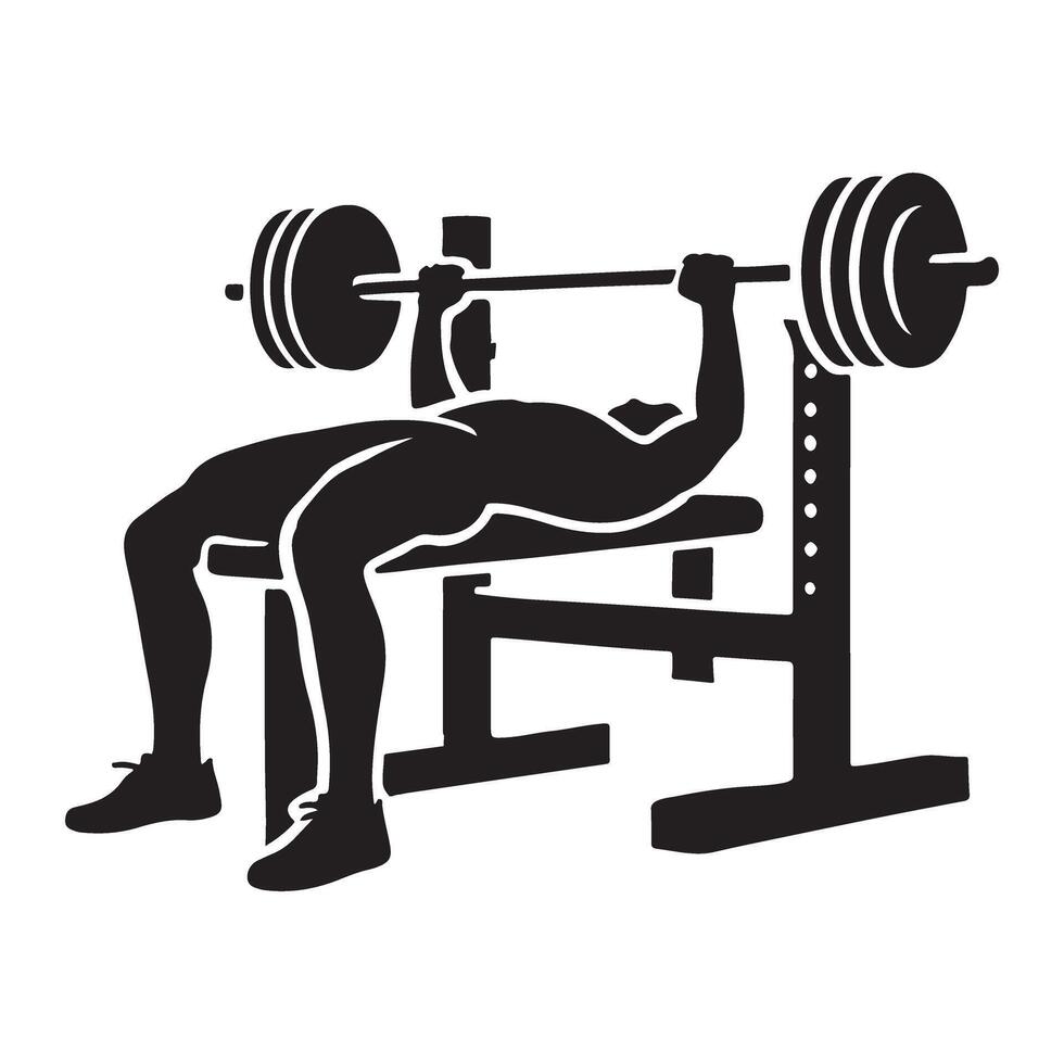 Man Performing Bench Press Silhouette Illustration vector