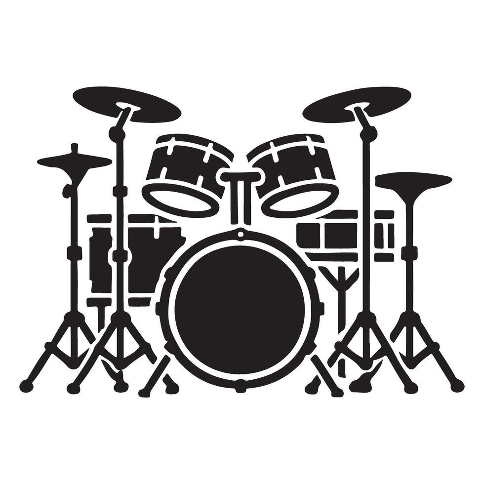 Silhouette of a Complete Drum Kit vector
