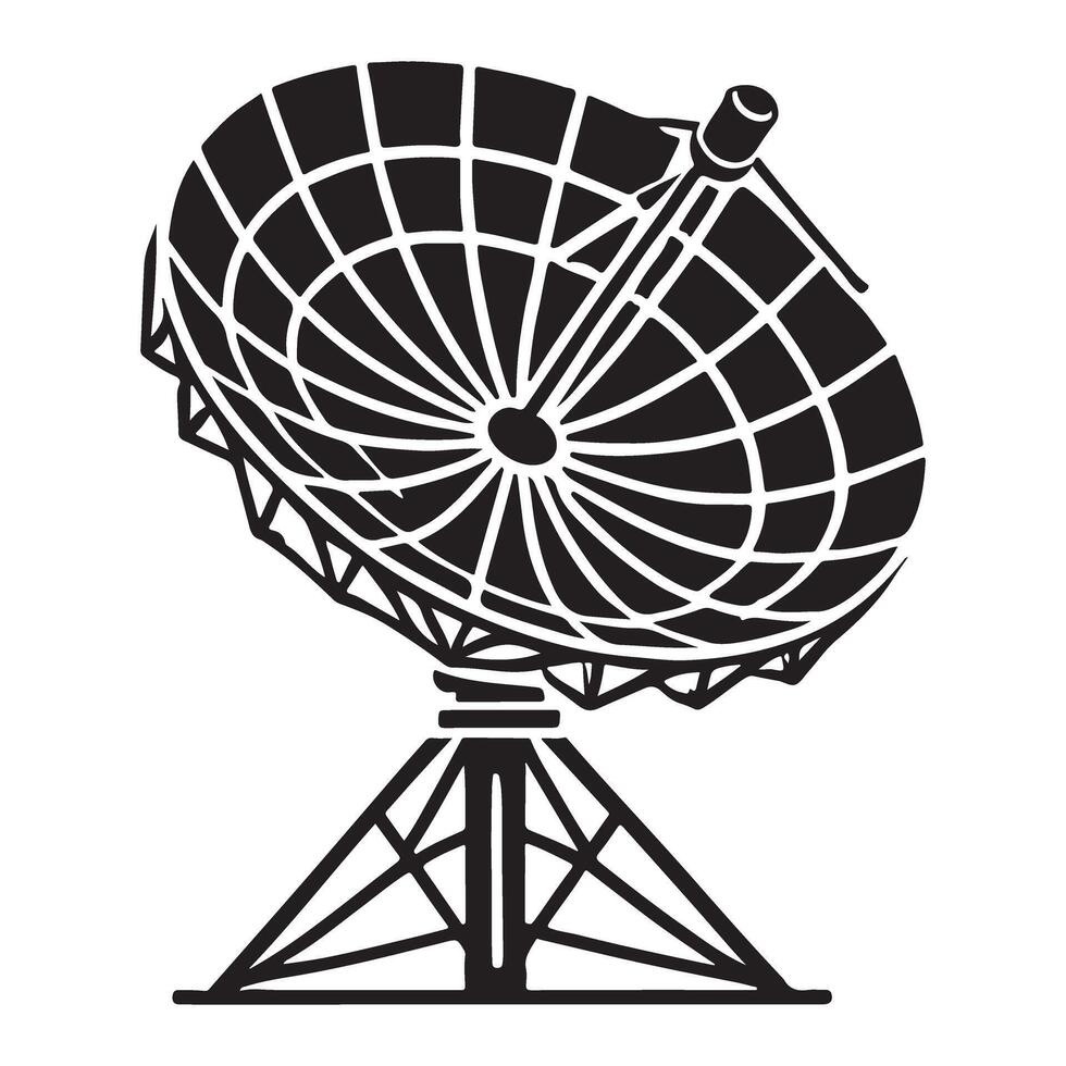 Silhouette Illustration of a Large Satellite Dish Antenna vector
