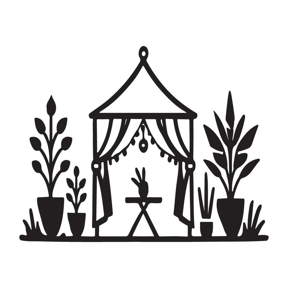 Charming Garden Gazebo Silhouette Illustration vector