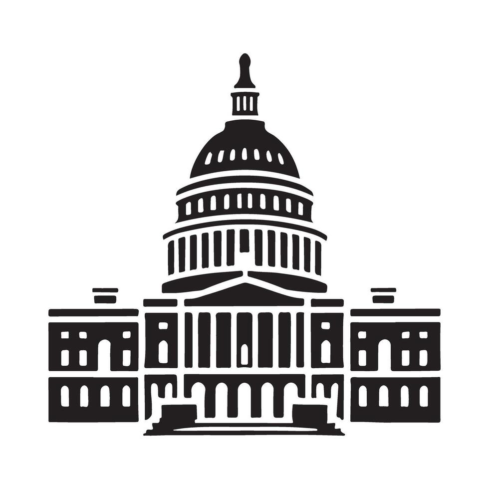 United States Capitol Building Silhouette Illustration vector