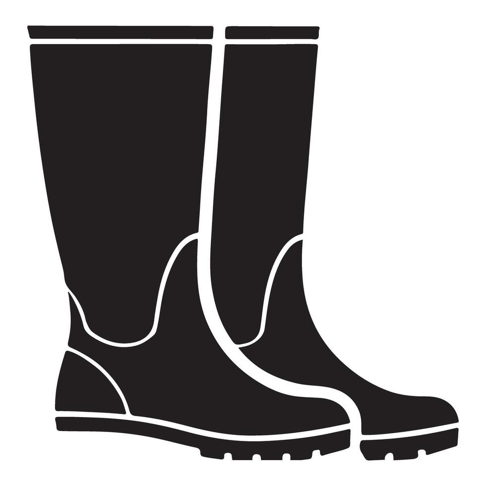 Durable Rubber Boots Silhouette Illustration for Rainy Days vector