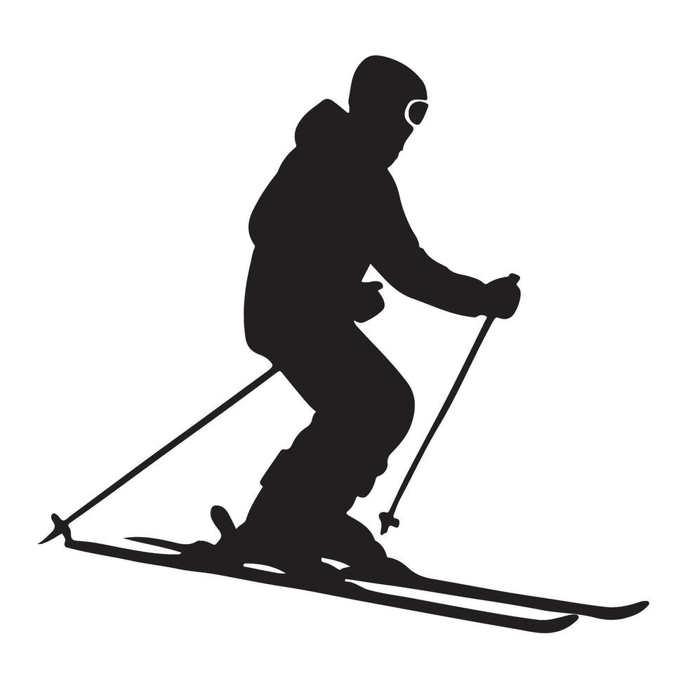 Silhouette Illustration of a Person Skiing vector
