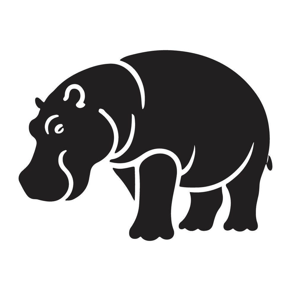 Hippopotamus Silhouette Illustration a Majestic Mammal vector