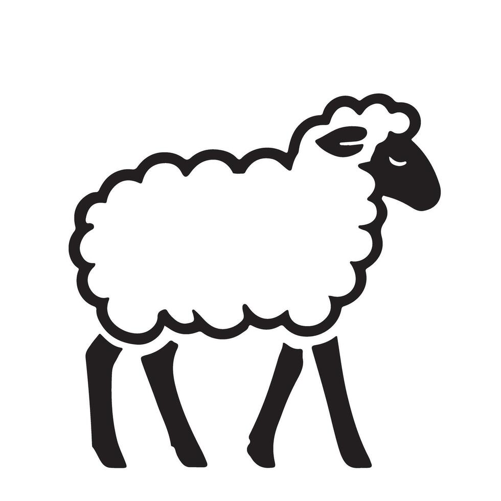 Fluffy Sheep Silhouette Illustration for Farm and Nature Designs vector