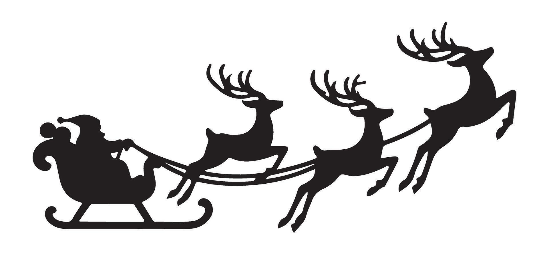 Santa Claus and Reindeer Silhouette Christmas Illustration vector