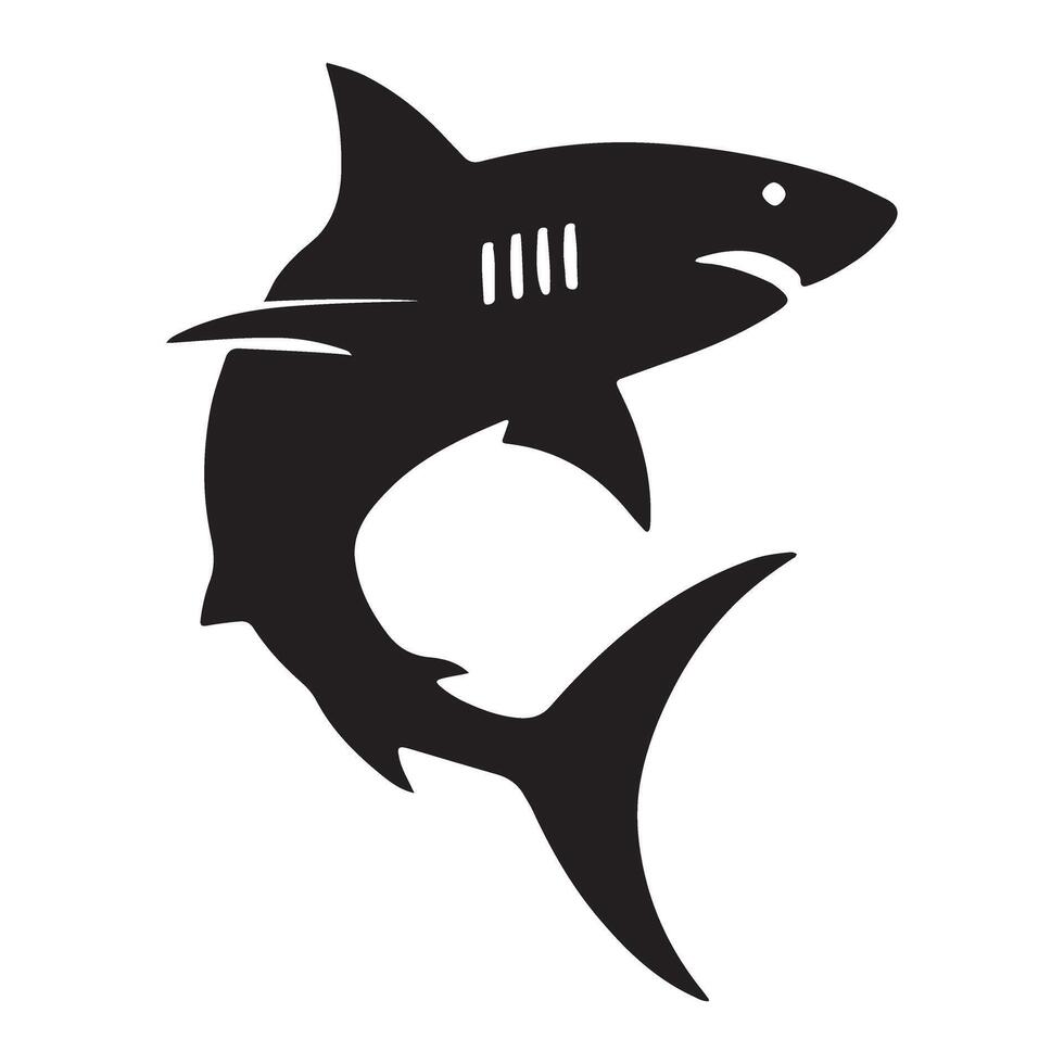 Aggressive Shark Silhouette Illustration Design vector
