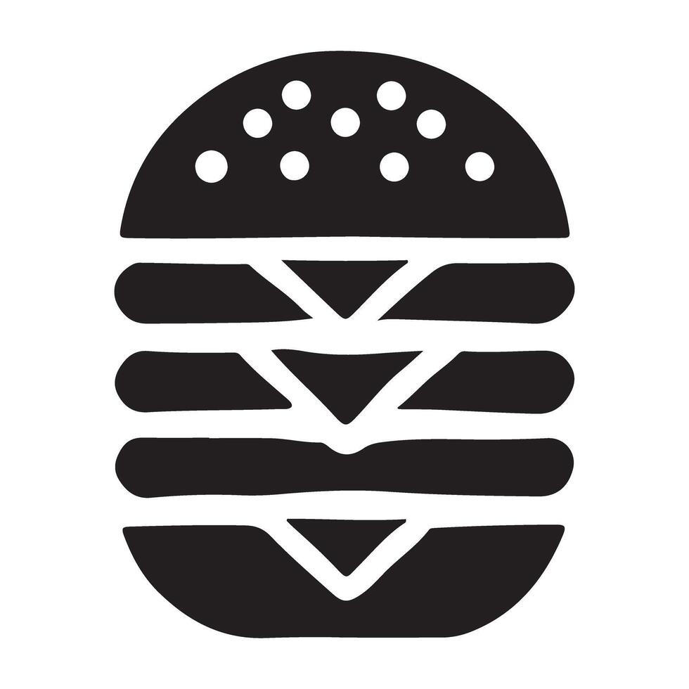 Triple Decker Burger Silhouette Illustration Food Graphic vector
