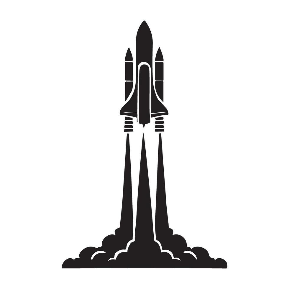Spacecraft Launching Silhouette Rocket Illustration vector