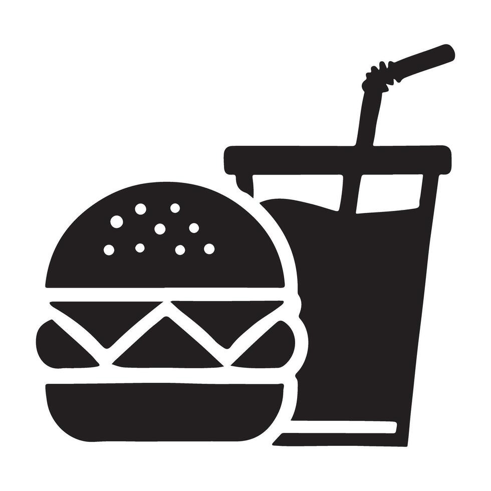 Fast Food Silhouette Burger and Drink Illustration vector