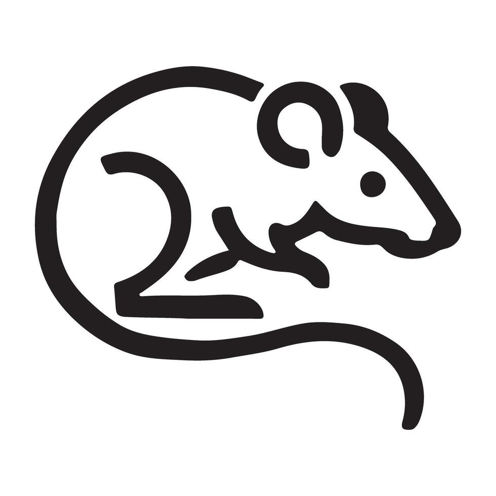 Mouse Silhouette Line Art Illustration Graphic vector