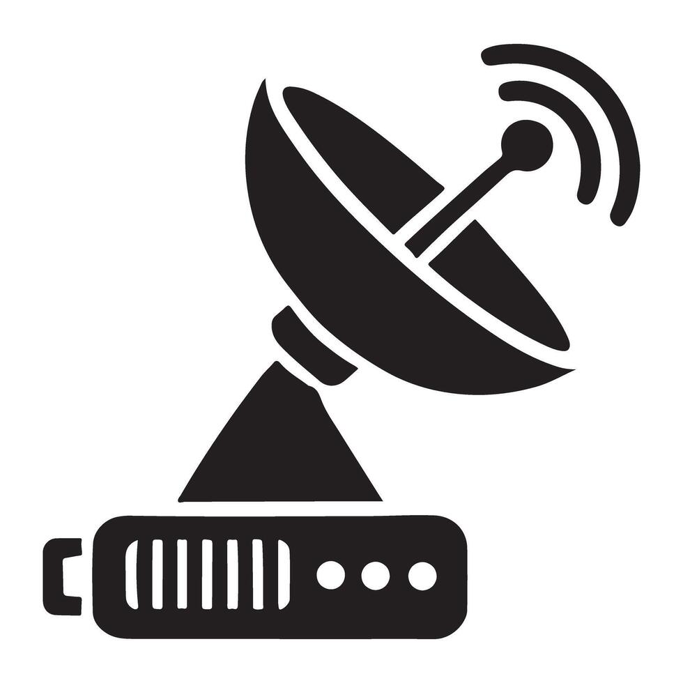 Satellite Dish Silhouette Illustration Communication Technology Icon vector