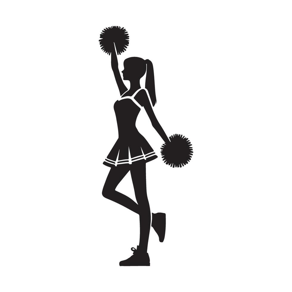 Silhouette of a Cheerleader with Pom-poms vector