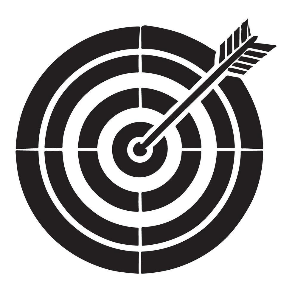 Bullseye Target with Arrow Silhouette Icon vector