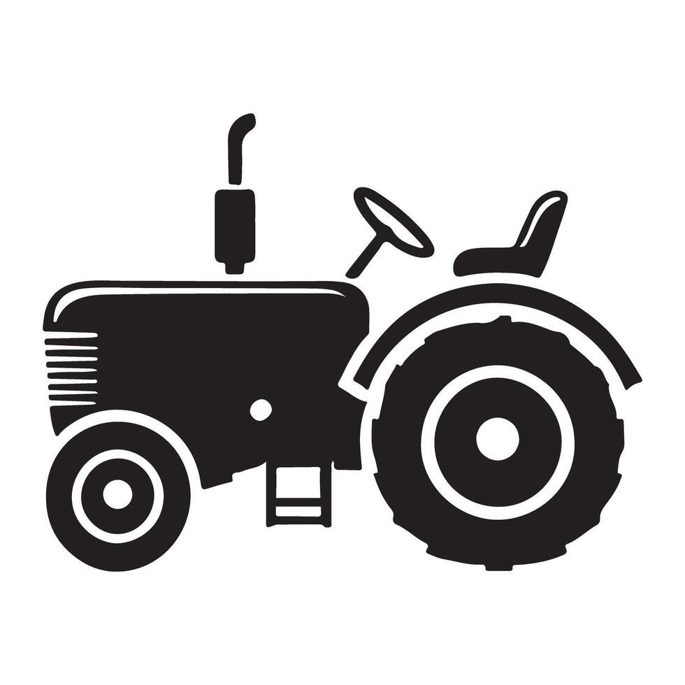 Classic Tractor Silhouette Illustration Farm Equipment Icon vector