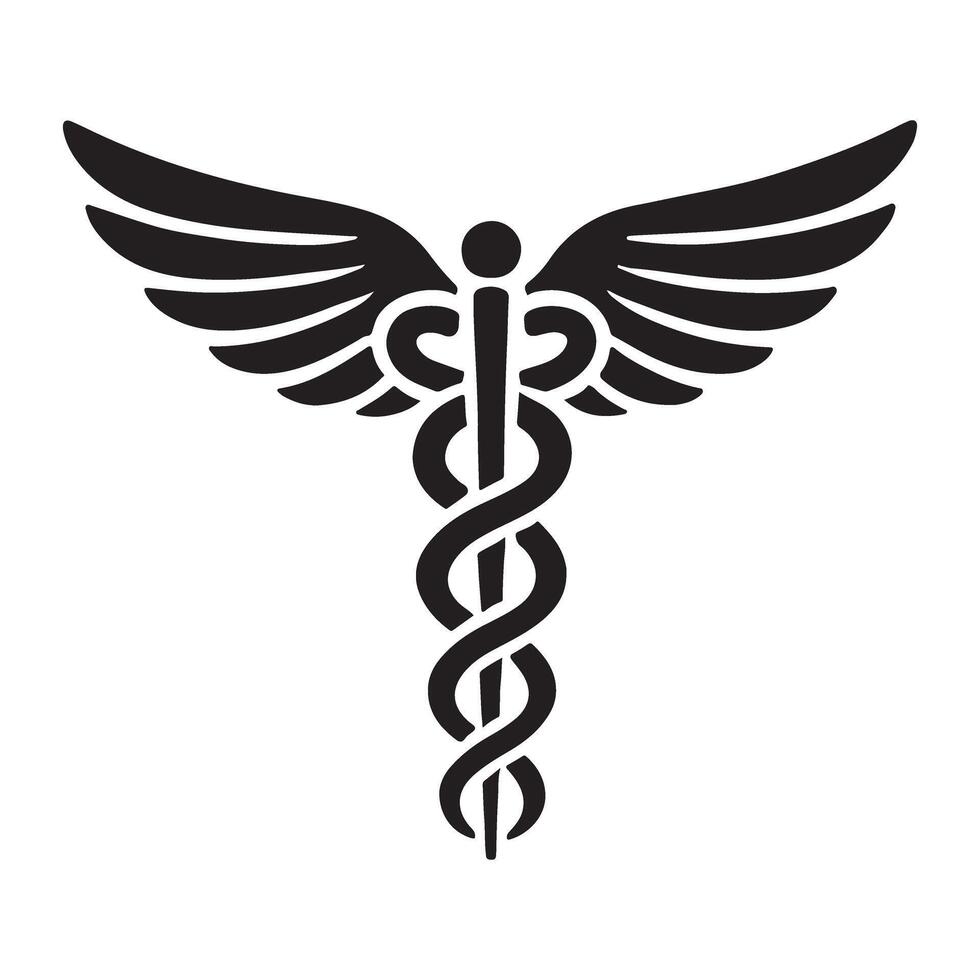 Medical Symbol Winged Caduceus Silhouette Illustration vector