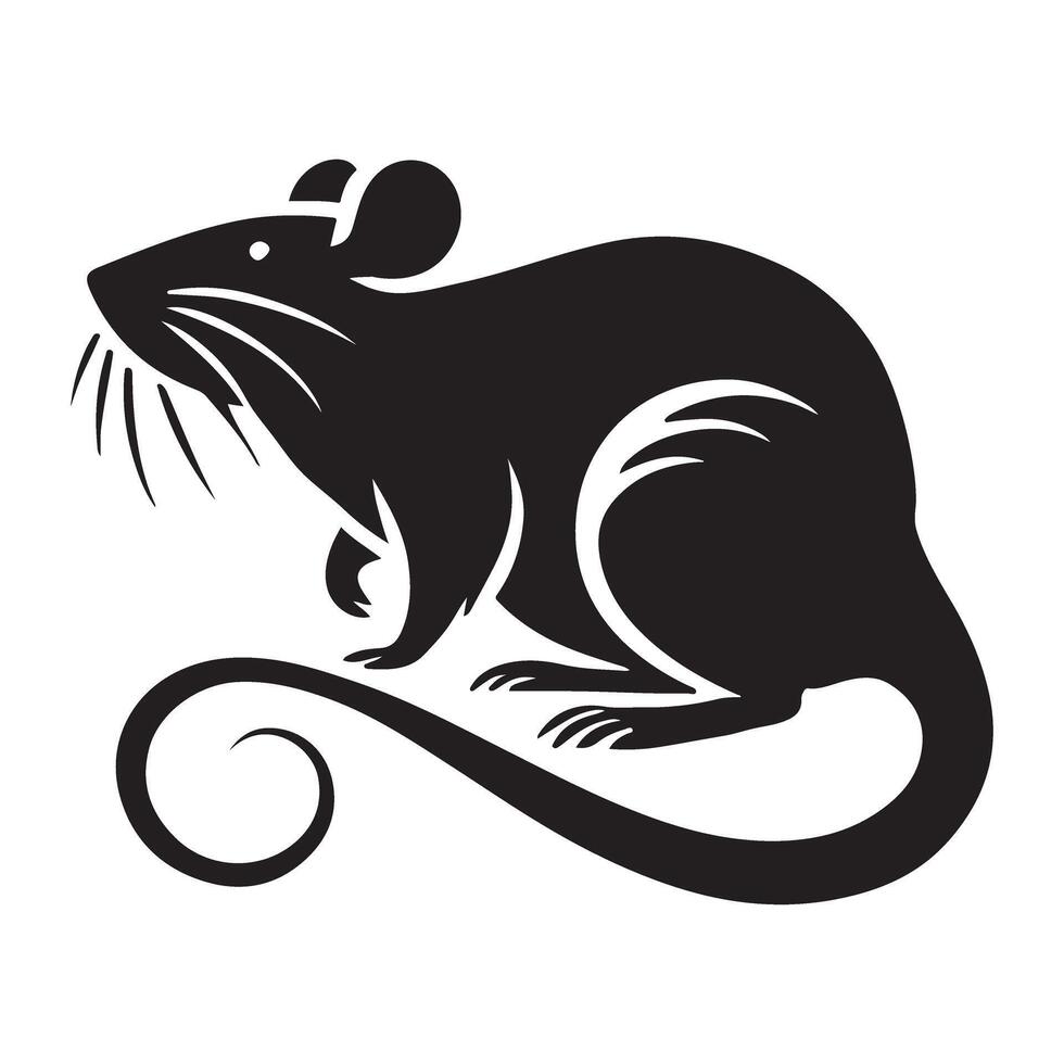 Stylized Silhouette Rat Illustration Design Element vector