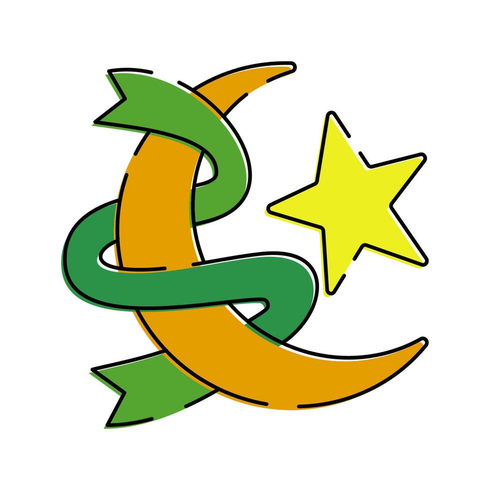 A crescent moon with a star, symbolizing Islam and Ramadan traditions. vector