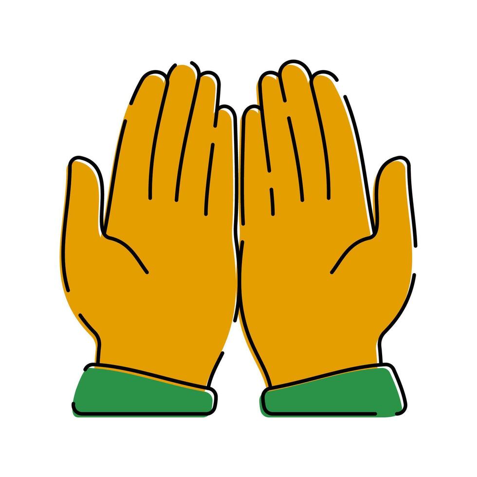 Two hands raised in prayer, symbolizing devotion and connection to Allah. vector