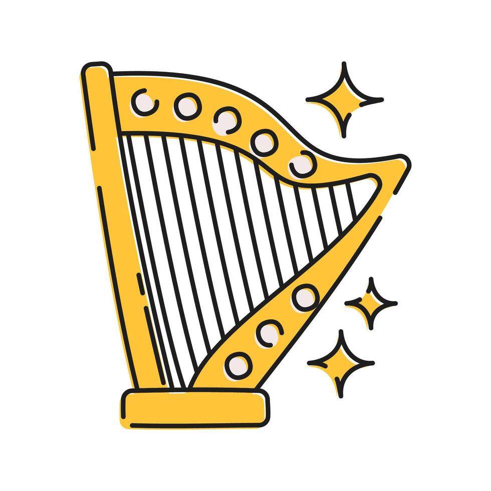 Harp Illustration, A golden Irish harp Illustration, a national symbol of Ireland and Irish music. vector