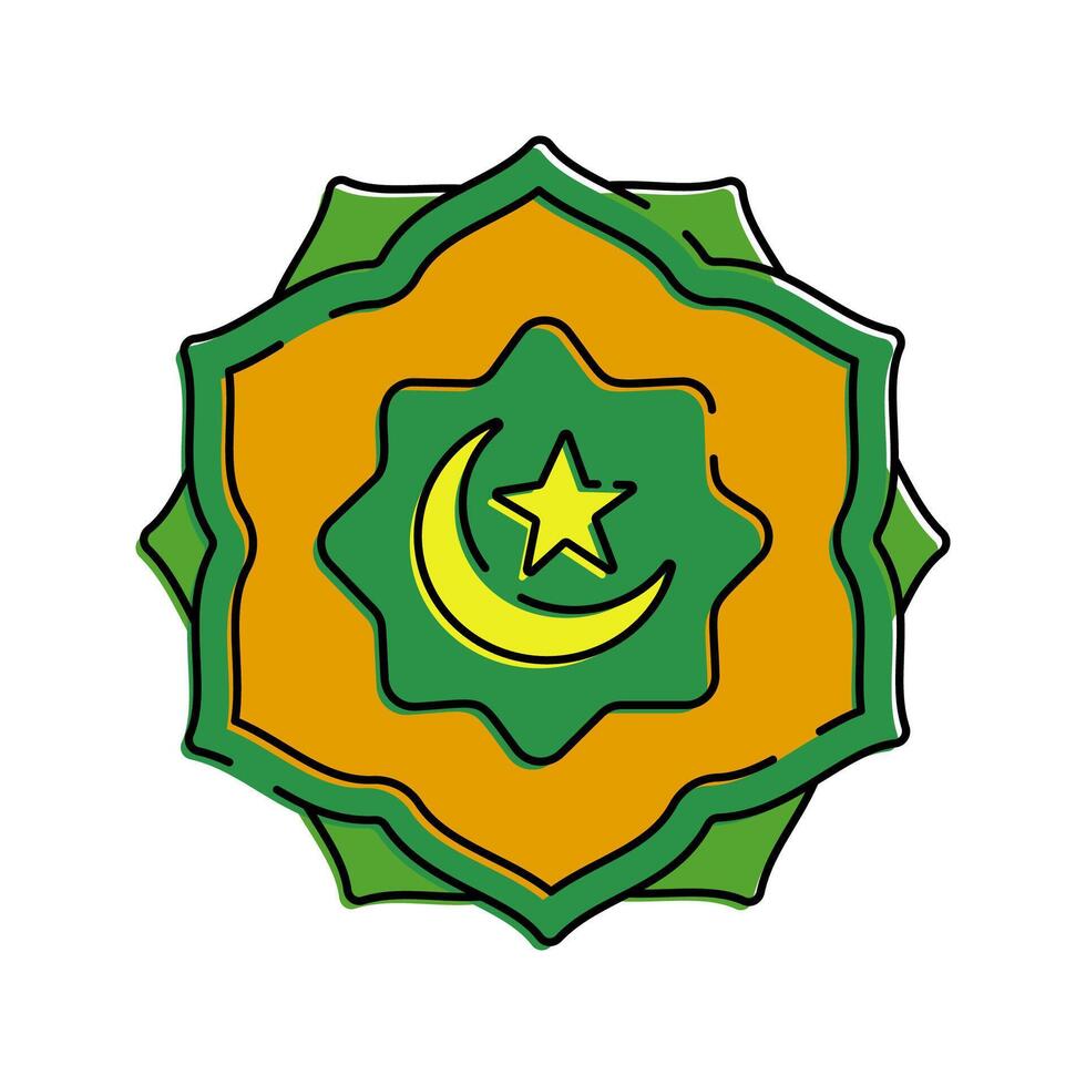 A decorative mandala design featuring a star and crescent, often used in Ramadan-themed decorations. vector