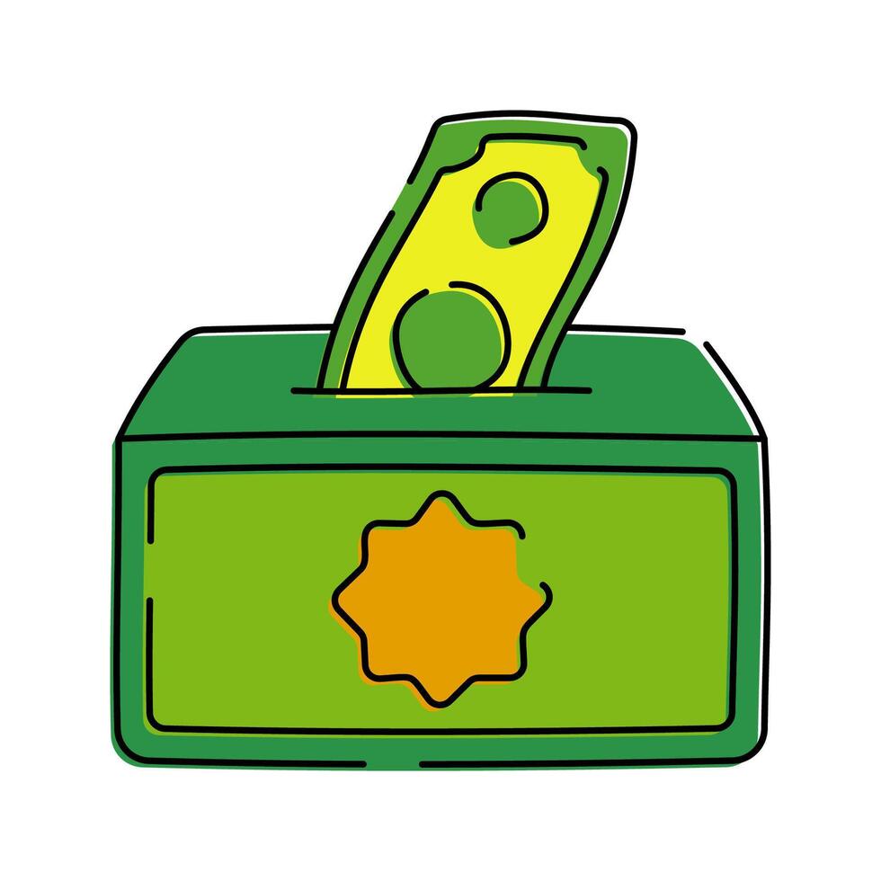 A donation box for zakat, emphasizing charity and helping those in need during Ramadan. vector