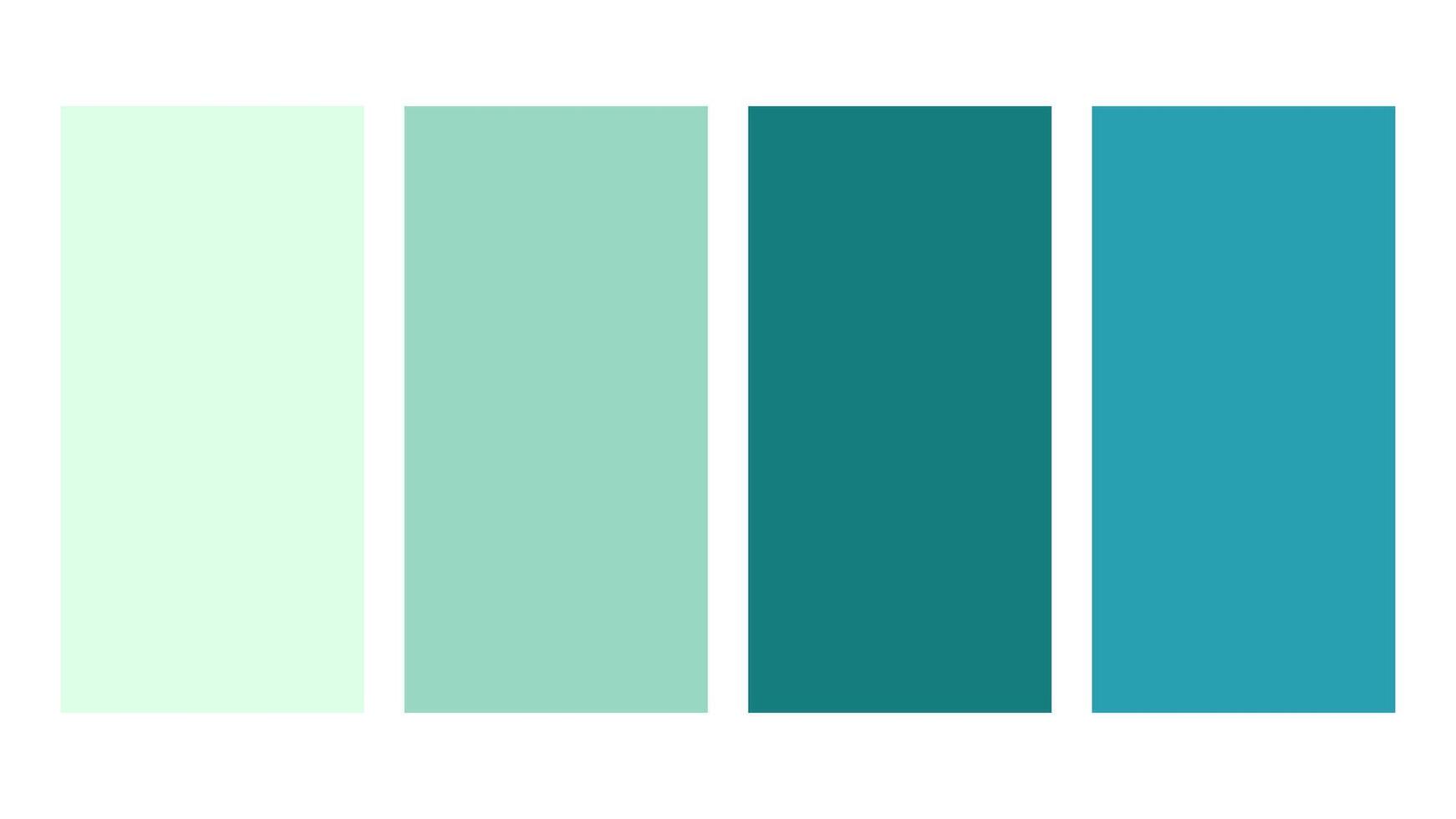 Mint, Spearmint, Teal Green, Teal color palette. Set of bright color palette combination in rgb hex. Color palette for ui ux design. Abstract illustration for your graphic design, banner, poster vector