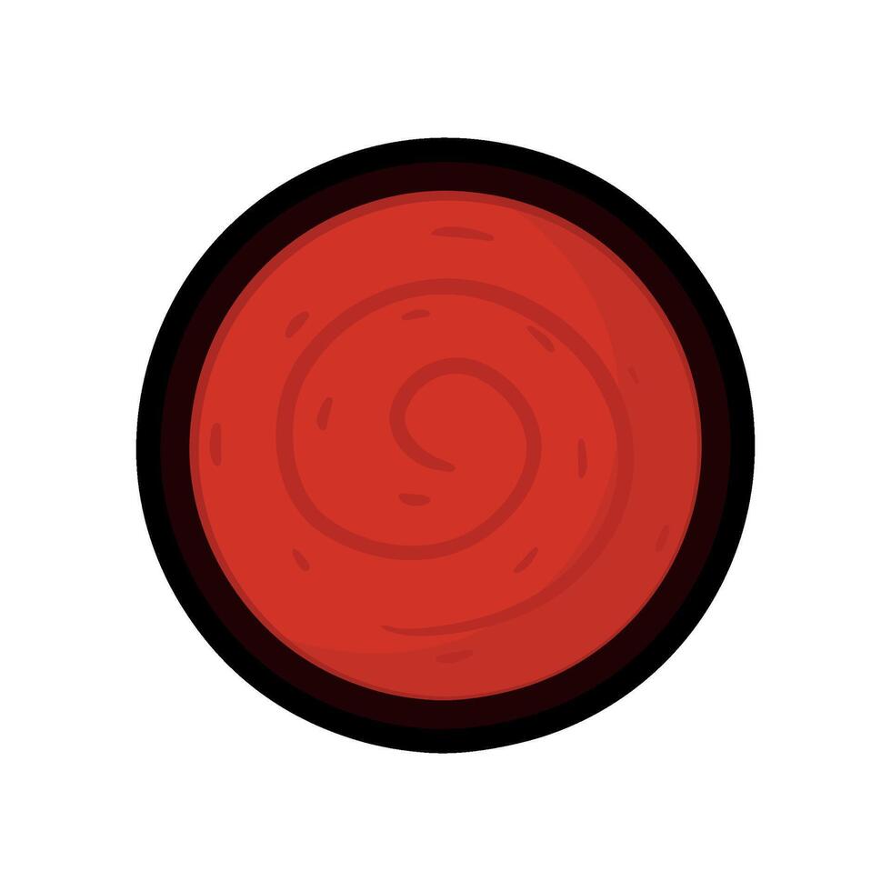 Ketchup dip sauce top view in flat icon illustration for food ingredient and seasoning vector