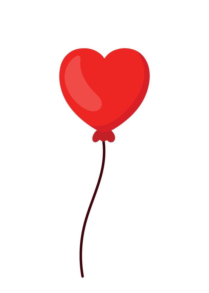 Red Heart Shape Balloon in Flat Cute Illustration for Element Decoration vector