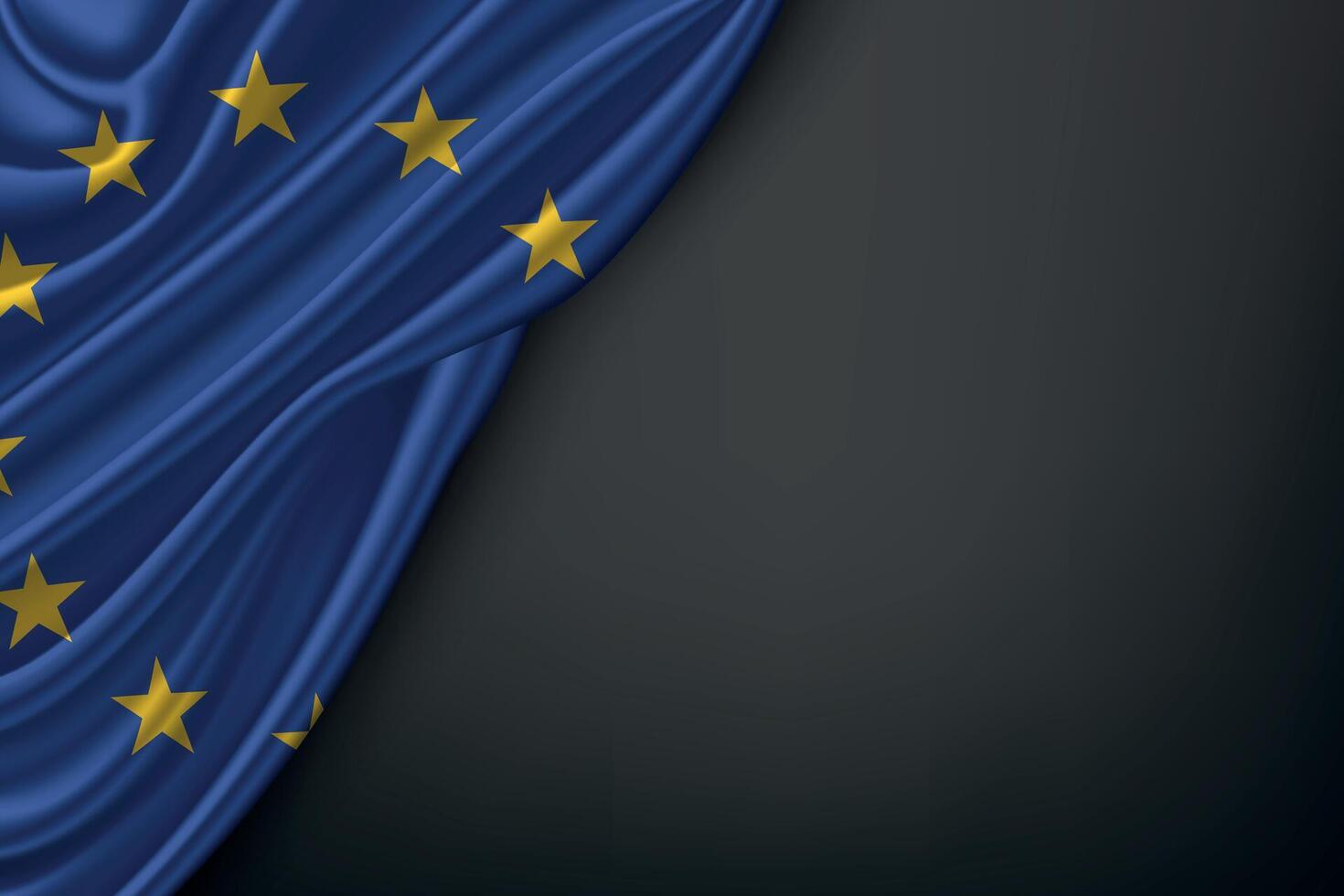 Waving European Union Flag on Dark Background vector