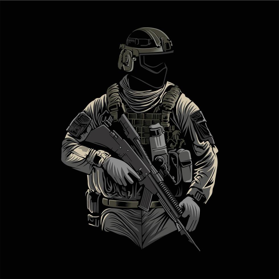 American soldiers ready for war vector