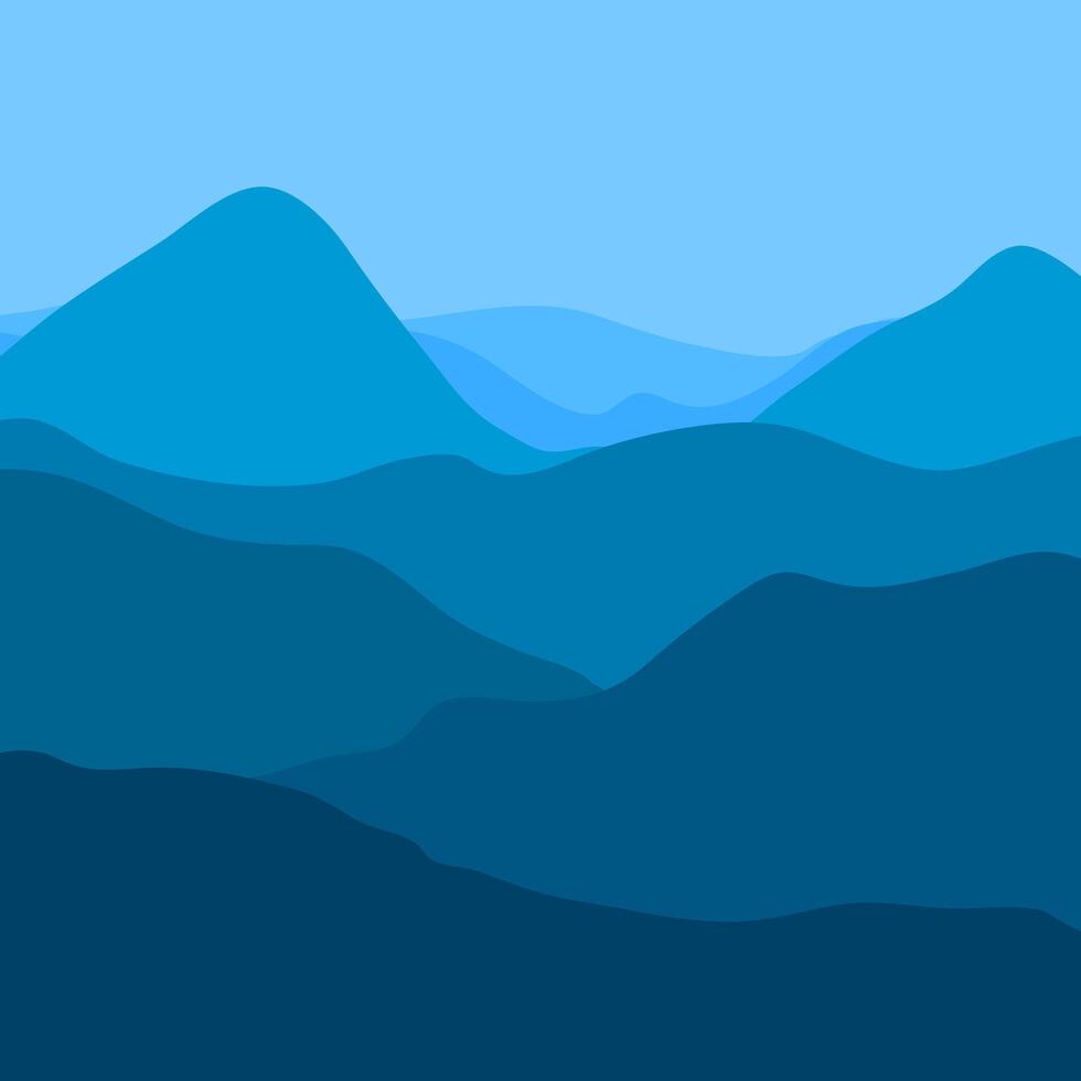 square blue mountain scenery illustration background vector